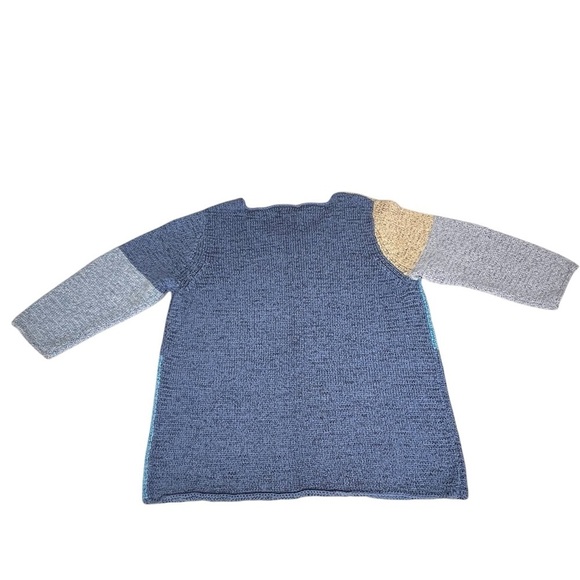 VTG J.H. COLLECTIBLES Blue Beige Color Block Long Sleeve Knit Sweater Top Sz XL - Picture 10 of 16